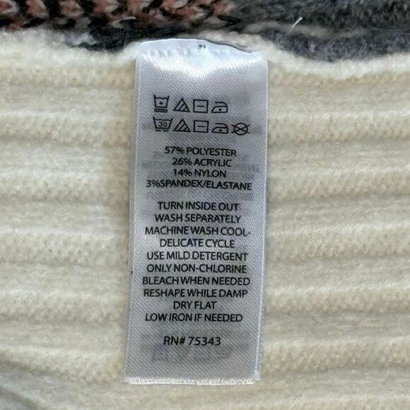 Rachel Zoe Argyle Cardigan Sweater Women's S | Cream & Gray | V-Neck | EUC - Picture 5 of 11